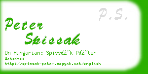 peter spissak business card